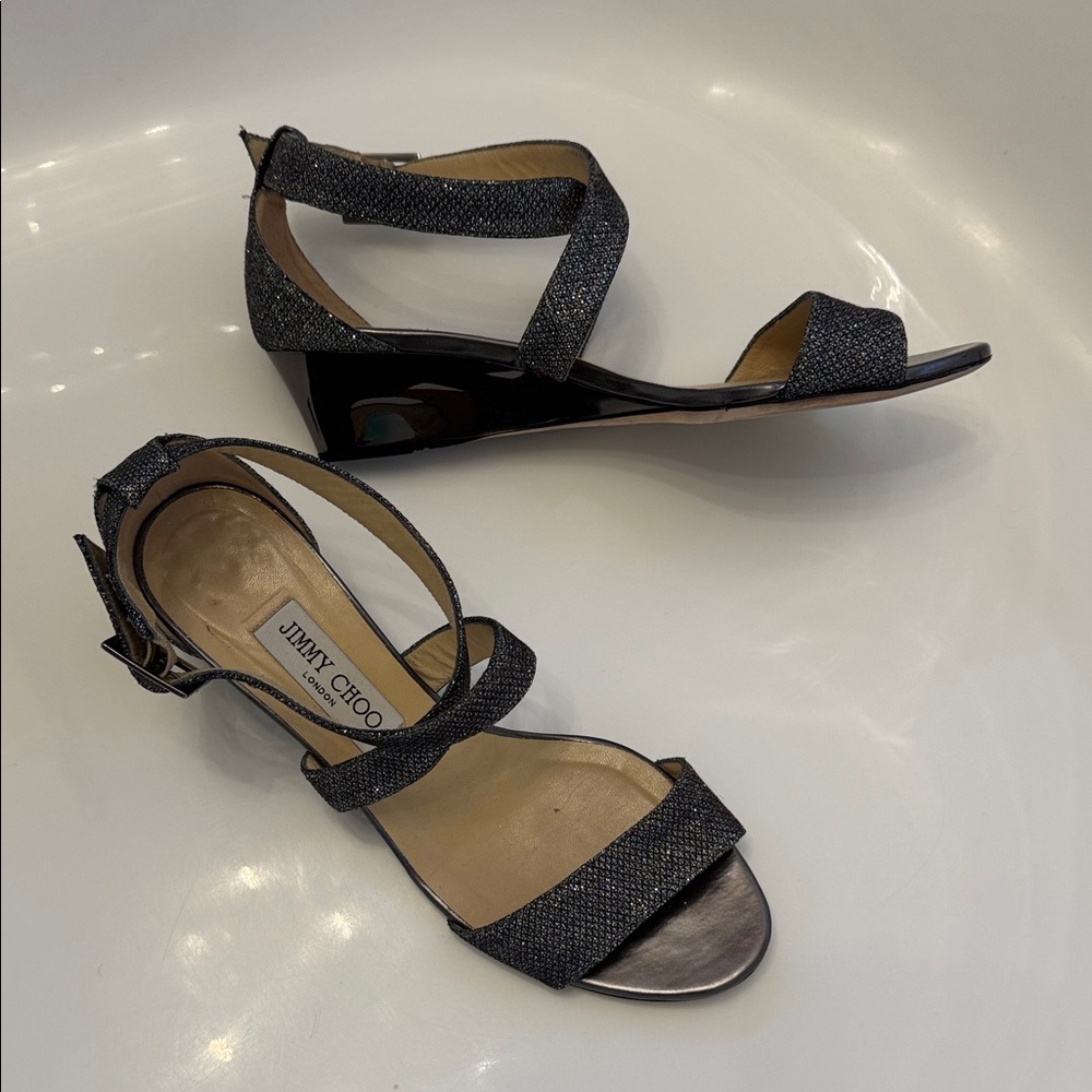 Jimmy Choo Glittery Black Sandals